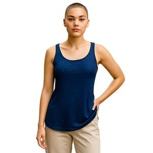 Michael Stars Blue Sequin Fitted Tank Top